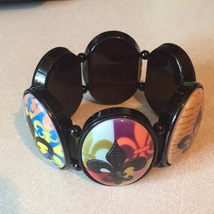 Multi design of Fleur de lis stretch bracelet